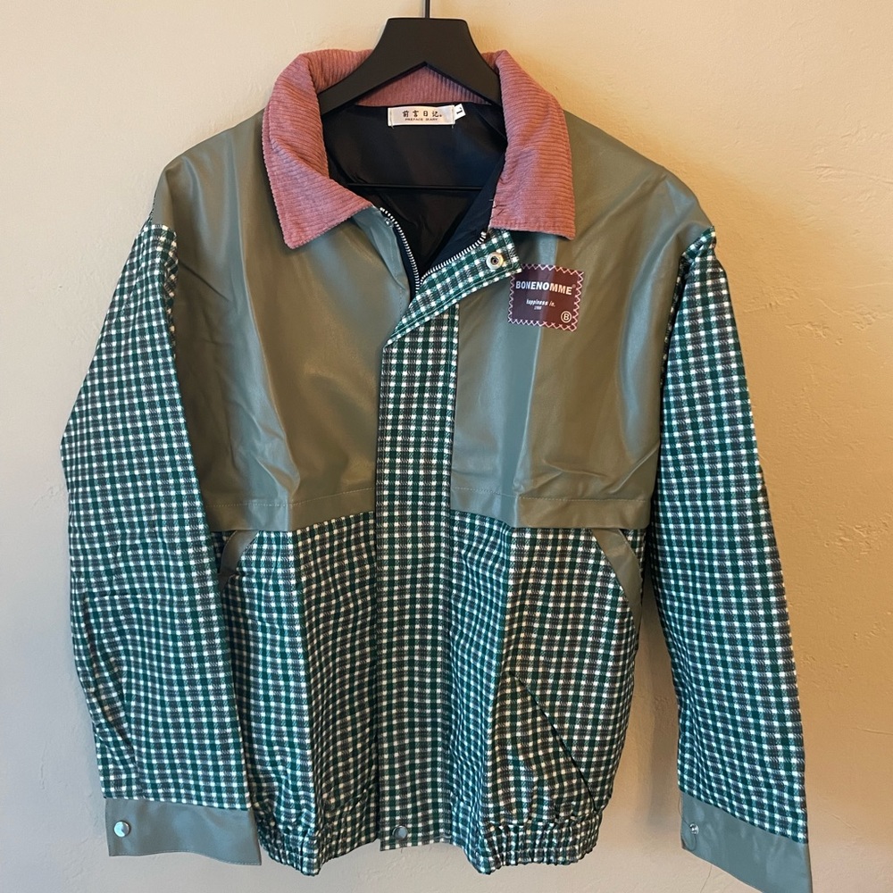 MAJESDA® - PLAID POLO STITCHING WINTER COAT